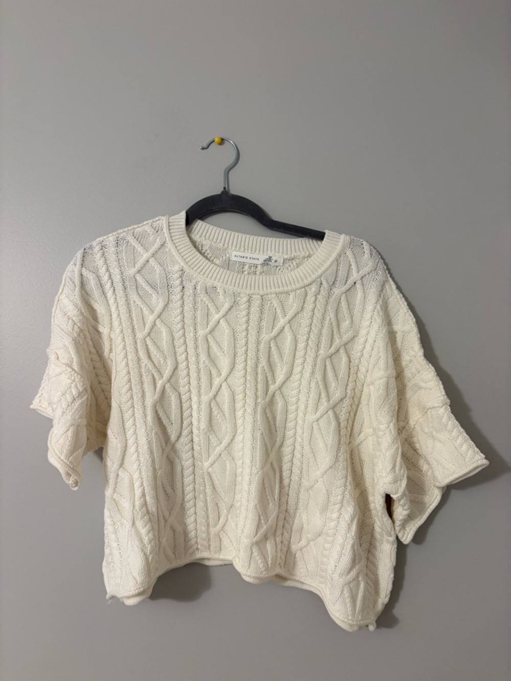 Altar'd State Ivory Cable Crew Sweater